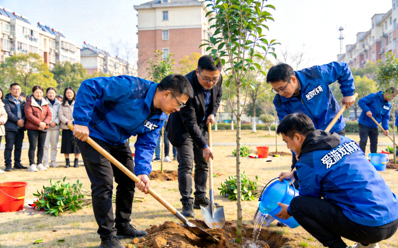 爱游戏体育平台员工参与社区公益植树活动，践行绿色环保理念现场照片