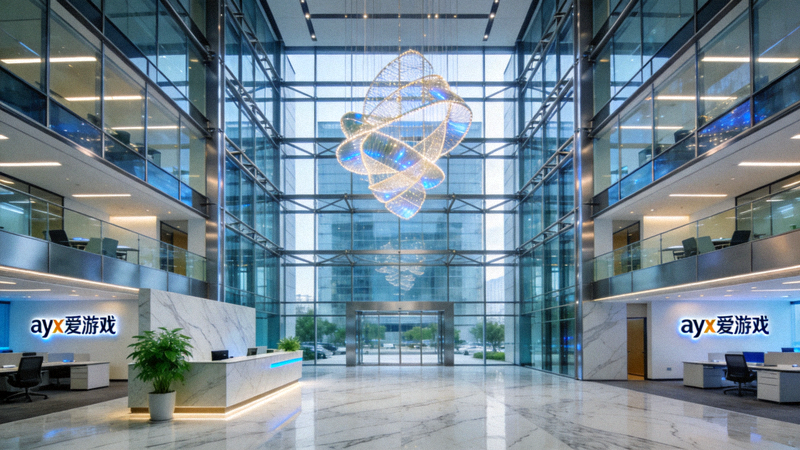 ayx爱游戏大厦现代化办公环境及接待大厅全景图片