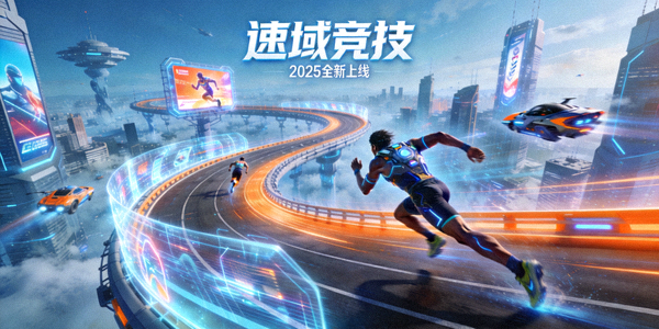 即将上线的新体育竞技游戏概念图，包含未来都市运动场景