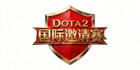 DOTA2国际邀请赛标志，红色盾牌与金色文字